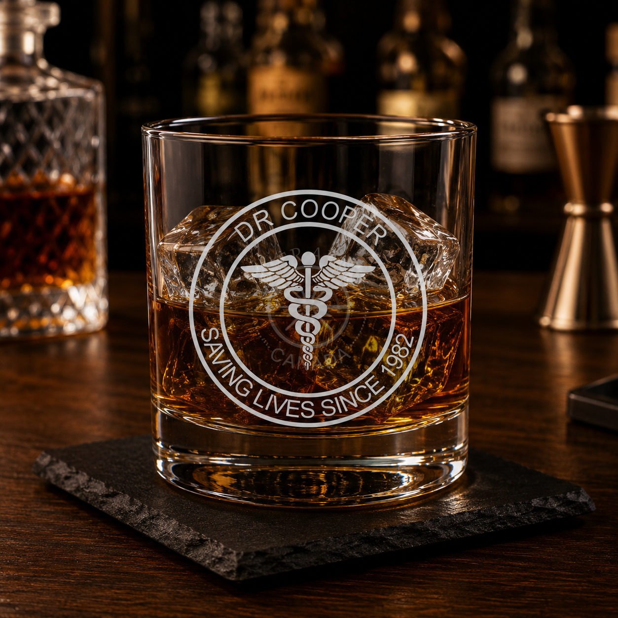 Personalized Doctor Whisky Glass | Saving Lives Since Custom Year | Engraved Physician Gift - Laser Artist - Canada