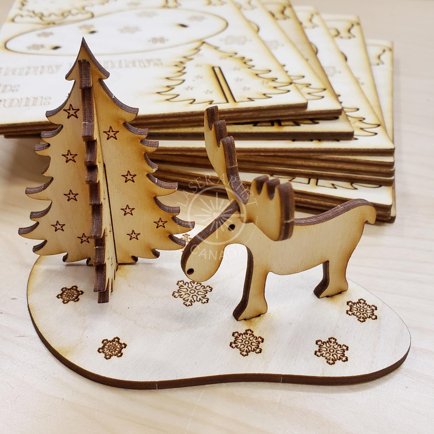 3D Winter Holiday - Holiday Card - Winter Moose - Laser Artist - Canada