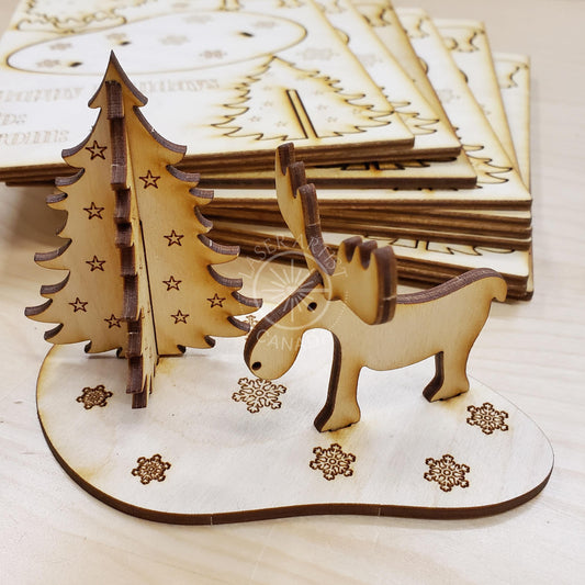3D Winter Holiday - Holiday Card - Winter Moose - Laser Artist - Canada