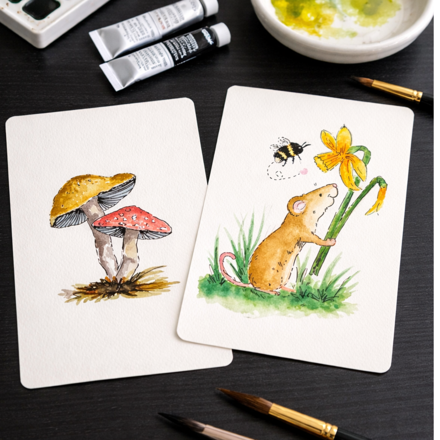 Watercolour workshop making handmade cards at Laser Artist Canada in Vince's Sharon near Newmarket Ontario